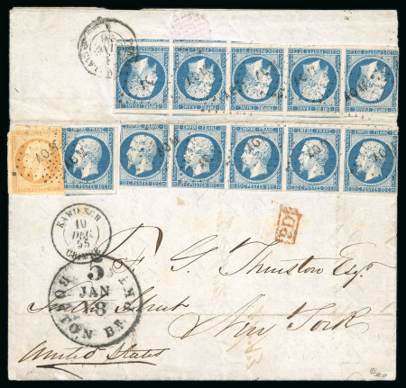 Stamp of France » Empire 1853-1862 1855, lettre de Kamiesch (Crimée) pour New York, affranchissement à 2F30