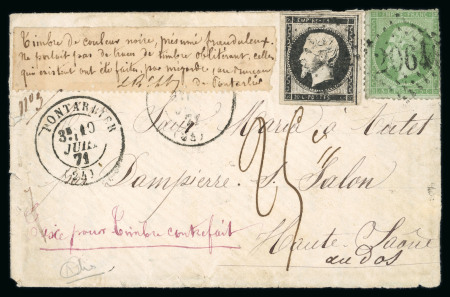Stamp of France » Empire 1853-1862 1871, Lettre de Pontarlier (Doubs) pour Dampierre-sur-Salon