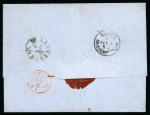 Stamp of France » Empire 1853-1862 1858, Lettre en double port à destination de Langenthal (Suisse)