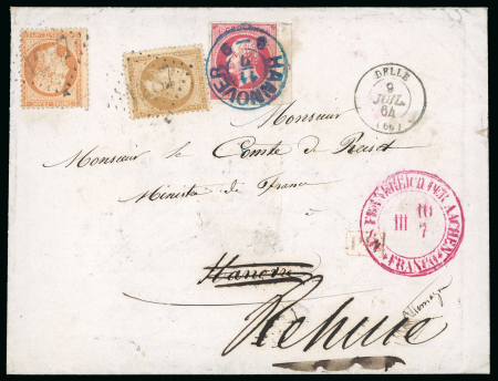 Stamp of German States » Hannover 1864-67 Amazing lot of eight covers from the famous Comte de Reiset correspondence