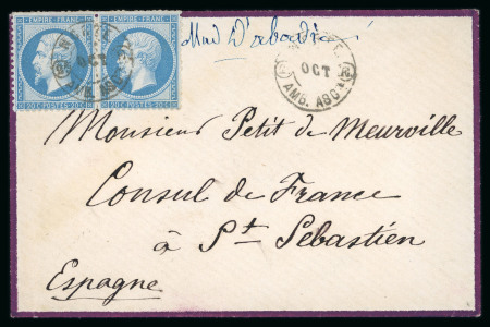 Stamp of France » Empire 1853-1862 1865 (?), Lettre envoyée au Consul de France à St Sébastien (Espagne) affranchie à 40c