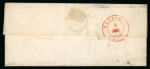 Stamp of Belgium 1850 letter from Gand to Courtrai, franked with extremely rare mixed franking 1849 10c epaulette and 1850 10c medaillon