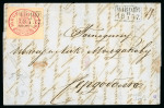 Stamp of Finland 1857 Finland letter from Wiborg to Sordavala, bearing 10k carmine obliterated by boxed Wiborg