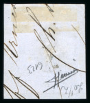 Stamp of Russia » Russia Imperial 1857-58 First Issues Arms 10k brown & blue (St. 1) 10k cancelled by partial Odessa (Ukraine) hs on small letter-piece