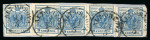 Stamp of Romania » Former Austrian Territory 9kr spectacular and rare multiple franking of 5 singles on piece