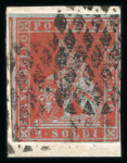 Stamp of Italian States » Tuscany 1851 2s scarlet on small letter-piece, with good to large margins