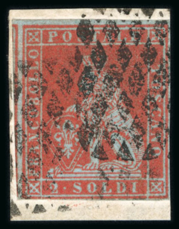 Stamp of Italian States » Tuscany 1851 2s scarlet on small letter-piece, with good to large margins