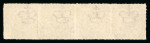 Stamp of Denmark 1863 4s rouletted strip of four cancelled by numeral 19