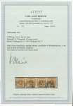 Stamp of Denmark 1863 4s rouletted strip of four cancelled by numeral 19