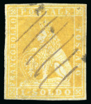 Stamp of Italian States » Tuscany 1851 1s, lemon yellow, very fine copy with wide margins