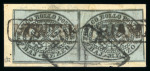 Stamp of Italian States » Papal States 1852 1/2b, vertical pair on letter-piece, struck by MONTERUBBIANO