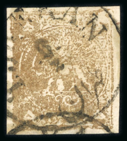 Stamp of Persia » 1868-1879 Nasr ed-Din Shah Lion Issues » 1878-79 Five Kran Stamps (SG 40-43) (Persiphila 30-37) 1878-79 5kr gold, re-engraved issue type A, very fine