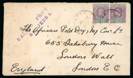 Stamp of Thematics » Crash & Wreck Mail 1907 wreck cover Gold Coast, Great Britain SS JEBBA
