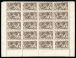 Stamp of Morocco Agencies (British Post Offices) » Spanish Currency 1914-26 Bradbury 3p on 2s6d chocolate-brown in corner marginal block of 20 mint