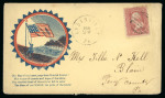 Stamp of United States US Civil War 1860-65 a beautiful lot of twelve patriotic covers, with rare uses