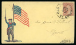 Stamp of United States US Civil War 1860-65 a beautiful lot of twelve patriotic covers, with rare uses
