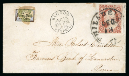 Stamp of United States » Local Stamps US local post, Blood’s Penny Post 1c bronze on lilac very fine with full to wide margins