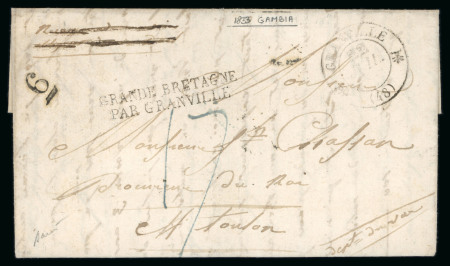 Stamp of Gambia 1833 entire to France datelined "Gambi mai 1833"