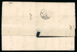 Stamp of Malta 1876 (Nov 4) mourning entire from Malta to France with three 1/2d pl.10 and 1d pl.192 tied by "A25" duplexes