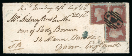 Stamp of Great Britain » British Post Offices Abroad » Crimea 1854 (Aug 16) envelope from Crimea to England with three 1854 1d red-brown pl.183 perf.16 cancelled by single "* (crown) *" barred oval