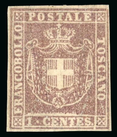 Stamp of Italian States » Tuscany 1860 Italy Tuscany 1c mint hinged, cert.Sorani € 9000