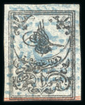 Stamp of Turkey Turkey 1863 2ghr black on blue, third printing on thick