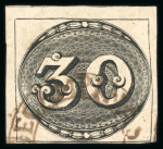 Stamp of Brazil Brazil 1843 30r, a fine-very fine example with full to wide margins, obliterated by circular Correio