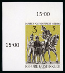 Stamp of Austria » 2nd. Republic 1963 Austria Paris Post Conference 3S IMPERFORATE corner margin example