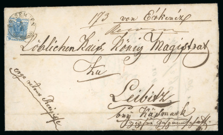 Stamp of Romania » Former Austrian Territory 1855 ROMANIA Austria ER-SEMJEN Folded registered lettersheet against return receipt