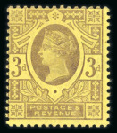 Stamp of Great Britain » 1855-1900 Surface Printed » 1887-1900 Jubilee Issue & 1891 £1 Green 1887-1900 3d Jubilee with inverted watermark, mint