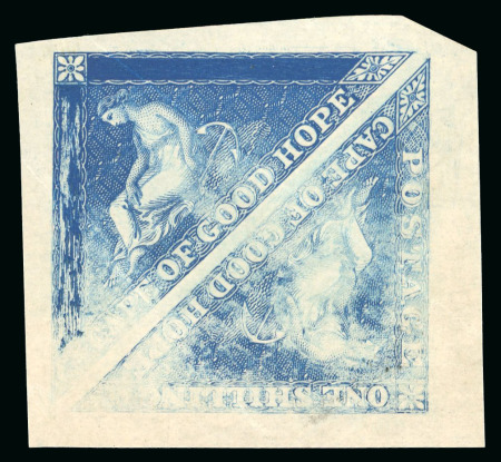 Stamp of South Africa » Cape of Good Hope 1s reprinted plate proof pair from the defaced plate (done in the early 20th Century) in blue on wove paper,