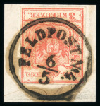 Stamp of Romania » Austrian Levant Post Offices 1850 Austria Romania FELDPOST 4 3Kr fragment