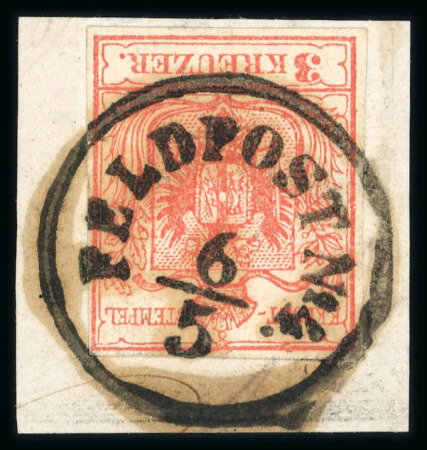 Stamp of Romania » Austrian Levant Post Offices 1850 Austria Romania FELDPOST 4 3Kr fragment