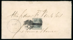 Stamp of British Guiana 1878 (Oct) envelope sent locally with 1878 provisional "OFFICIAL" with horizontal bar tied by segmented "cork" cancels