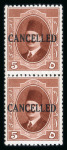 Stamp of Egypt » 1922-1936 King Fouad I Definitives » Issued Stamps 1927 King Fouad first portrait issue, 5m red-brown, with "CANCELLED" on face,