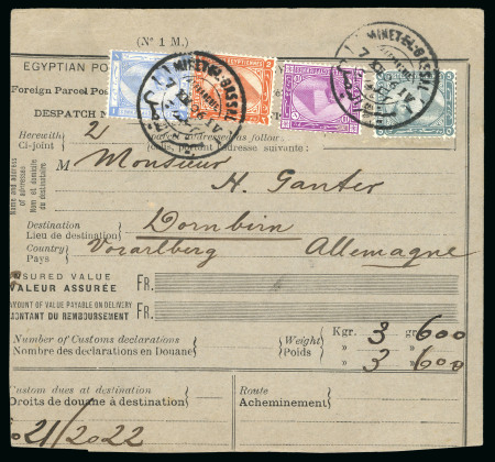 Stamp of Egypt » Collections 1880-1937, a very fine group of 22 letters and parcel cards franked with Egyptian Sphinx and Pyramid