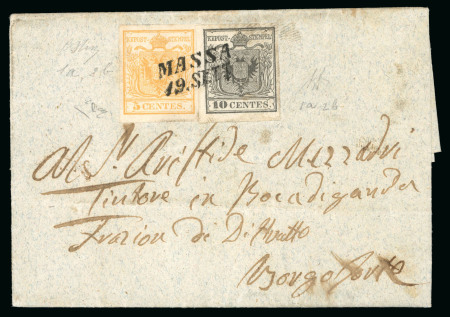 Stamp of Austria » Lombardy Venetia 1850 Lombardy Venetia Austria Italy 5c+10c patriotic fkg, first printing, MASSA