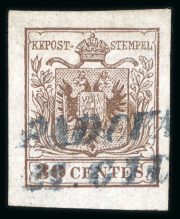 Stamp of Austria » Lombardy Venetia 1850 Lombardy Venetia Austria Italy 30C HP ty I with 2-line blue PADOVA