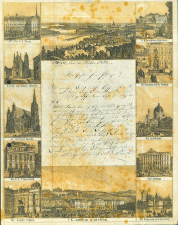Stamp of Austria » Vienna and Suburbs (Wien und Vorstädte) 1851 Austria Wien folded letter sheet with picture series of Vienna