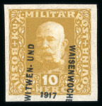 Stamp of Bosnia and Herzegovina 1917 Bosnia & Herzegovina widow & orphan ovpt 10H & 15H imperforate