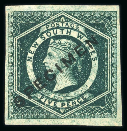 Stamp of Australia » New South Wales 1855, 5d green to 1s pale red, unused with black "SPECIMEN" overprint