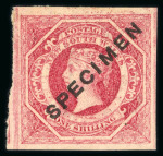Stamp of Australia » New South Wales 1855, 5d green to 1s pale red, unused with black "SPECIMEN" overprint