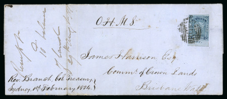 Stamp of Australia » New South Wales 1851-55 New South Wales 2d worn plate bottom margin Sidney to Brisbane waters