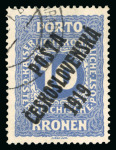 Stamp of Czechoslovakia 1916 10Kr ultramarine used, very fine; signed Richter