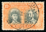 Stamp of Rhodesia 1910 Double Heads 10s deep myrtle and orange with Salisbury cds