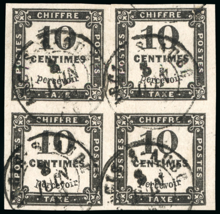 Stamp of France » Timbres-Taxe 1861, lot de 2 blocs de 4 timbres oblitérés petit cachet
