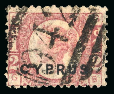 Stamp of Cyprus 1/2d rose, pl. 19, used single lettered GB, showing