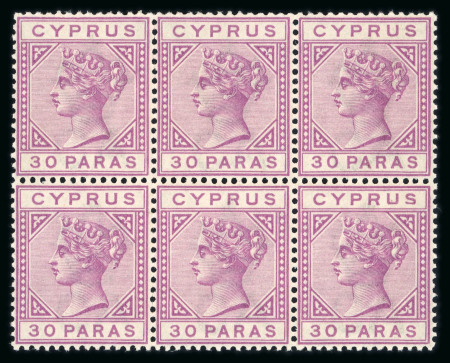 Stamp of Cyprus » Queen Victoria Keyplate Issues 30pa mauve, mint and mint nh, bottom left corner sheet