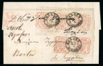 Stamp of Romania » United Principalities 1862-1864 6 Parale carmine red, on wove paper, marginal block of five on 1864 cover to Berlad