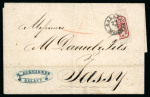 Stamp of Romania » United Principalities 1862-1864 6 Parale cherry-red, on wove paper vertical bisect tied by clear strike of the GALATZ/29.3 cds, on 1863 folded printed matter cover